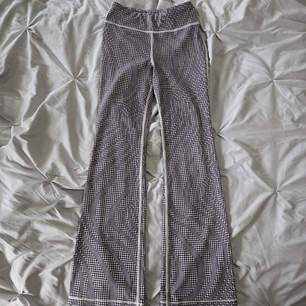 Athleta Girl Black and White Checkered Flare Pants